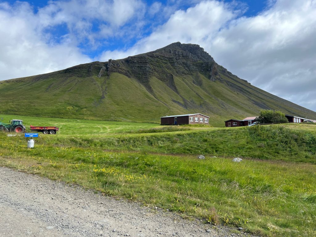 The farm beneath the mountain in summer