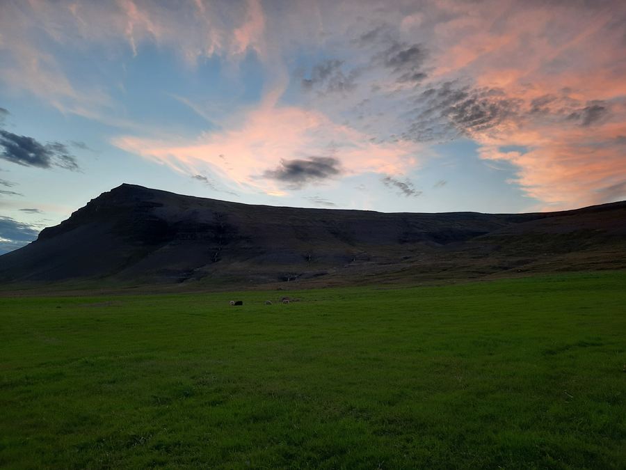 Pink sky over the mountain