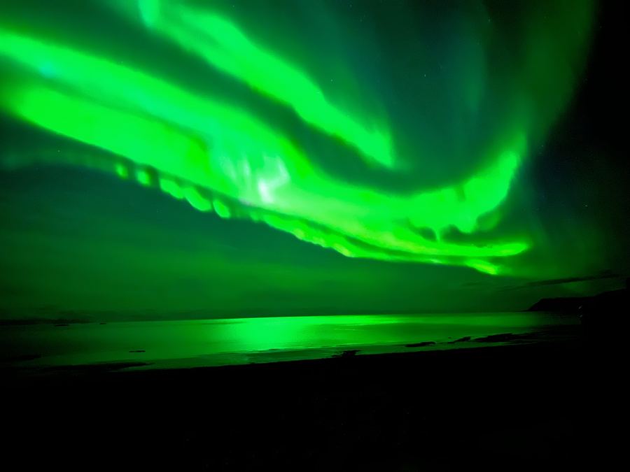 Northern lights over the sea