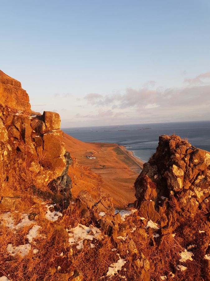 Golden cliffs in the evening sun
