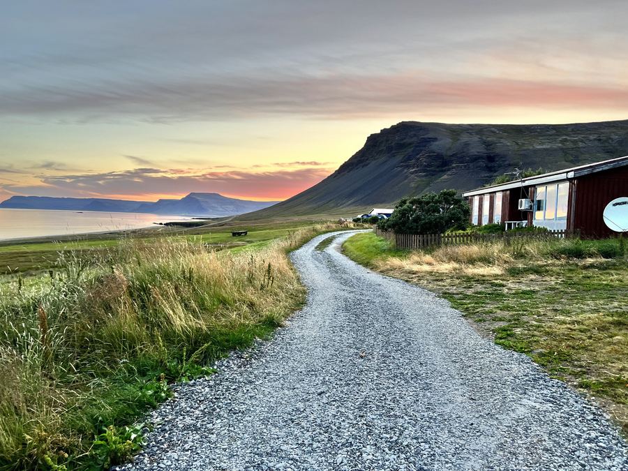 The driveway at sunset