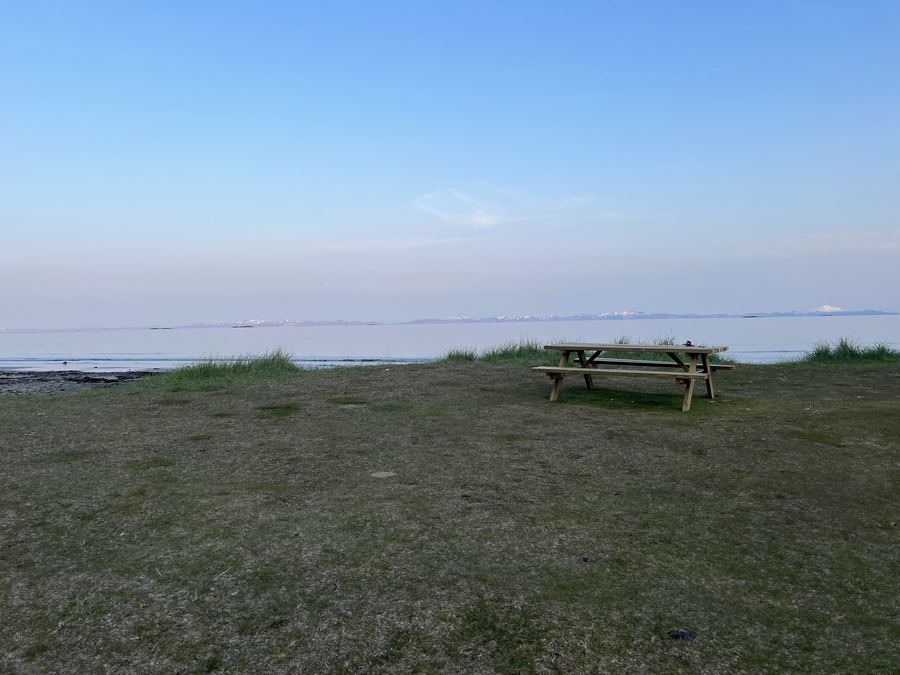 Picnic table by the sea