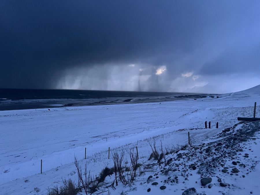A winter storm over the fjord